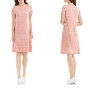Two by Vince Camuto Pink Striped T-Shirt Dress 100% Lyocell Size Large EUC